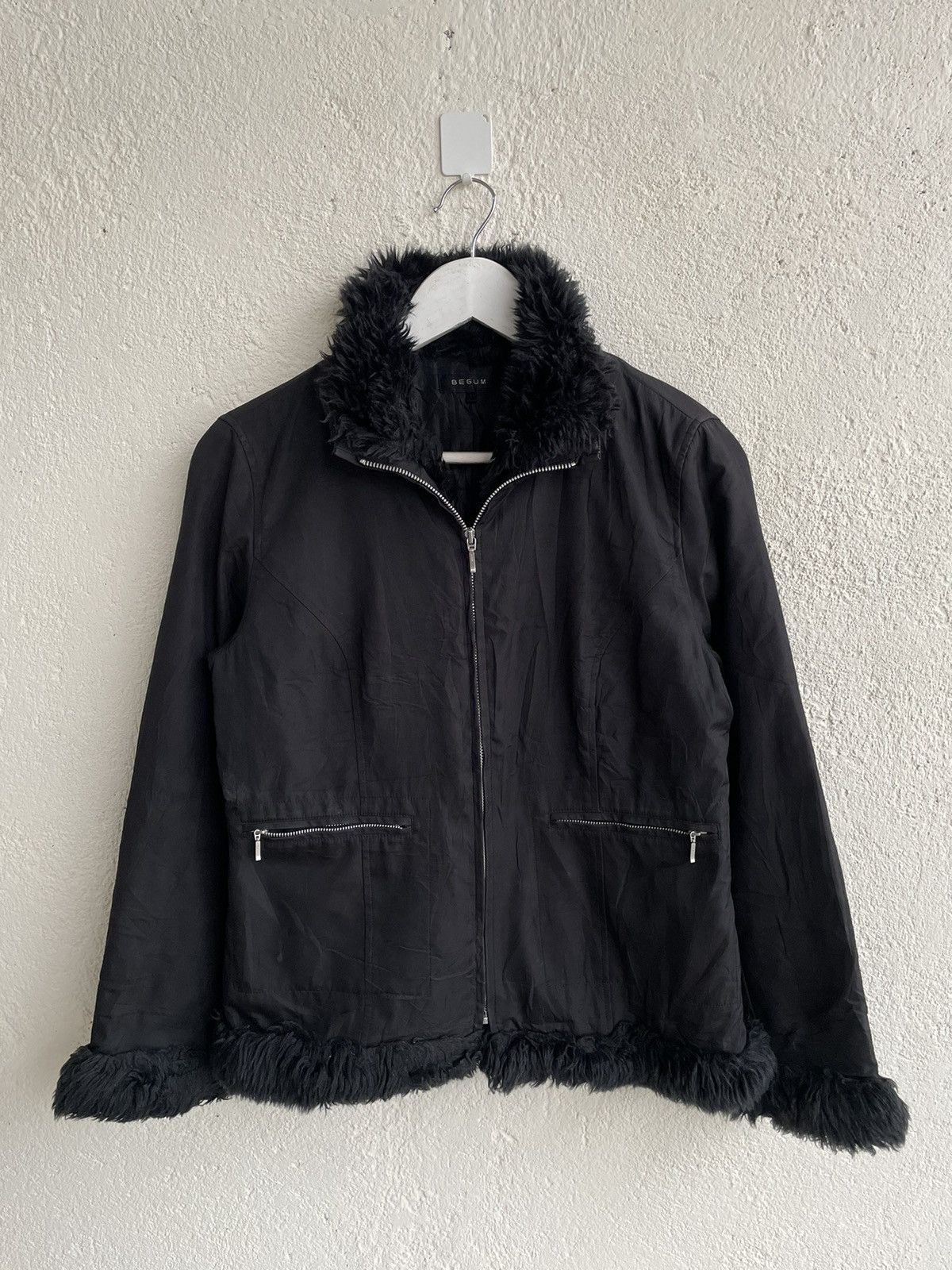 Bomber Jacket Fur Jacket Black Opium Jacket 2000s Rerizo Japan Fur