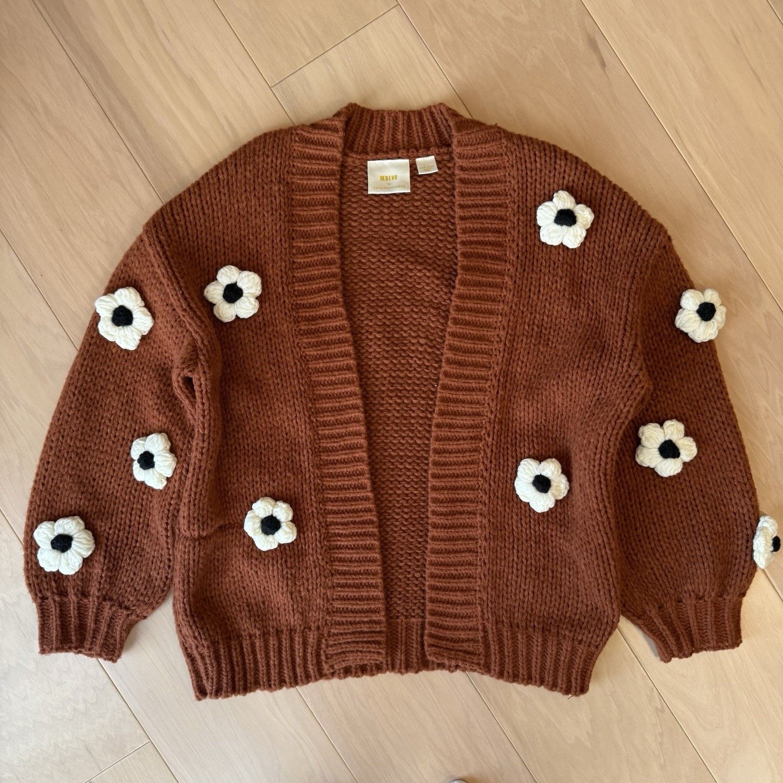 Anthropologie Maeve Anthropologie Chunky 3D Flower Sweater Women's OSFA Size ONE SIZE - 2 Thumbnail