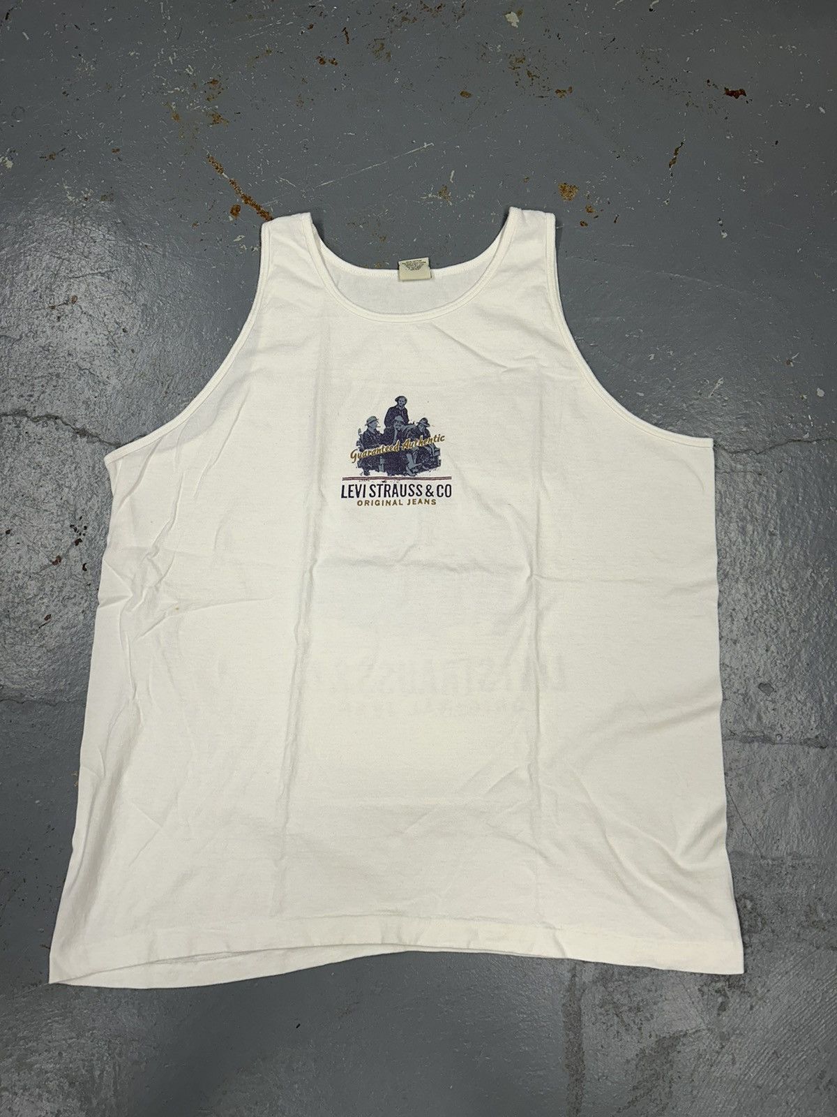 Levi's × Vintage Crazy Vintage 90s Essential White Levis Graphic Tank Top Size US XL / EU 56 / 4 - 1 Thumbnail