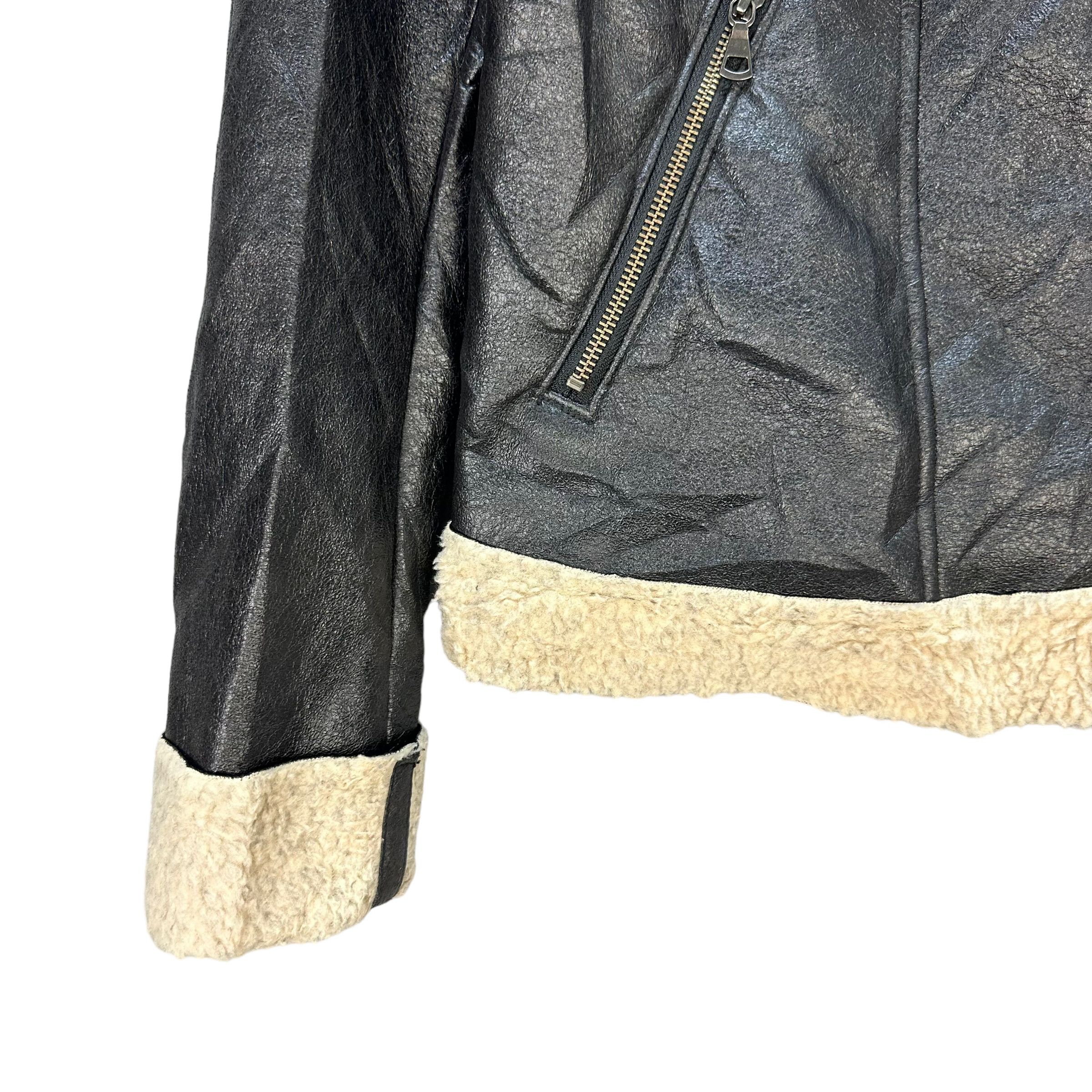 Japanese Brand NEO LEATHER DOUBLE COLLAR SHEARLING JACKET #7535-151 Size L / US 10 / IT 46 - 4 Thumbnail