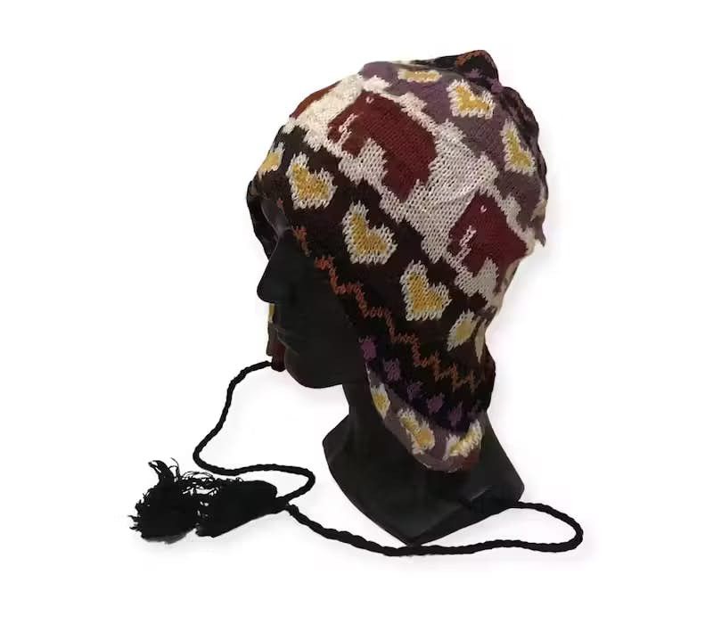 image of Navajo Multicolour Earflap Beanie Hat, Men's