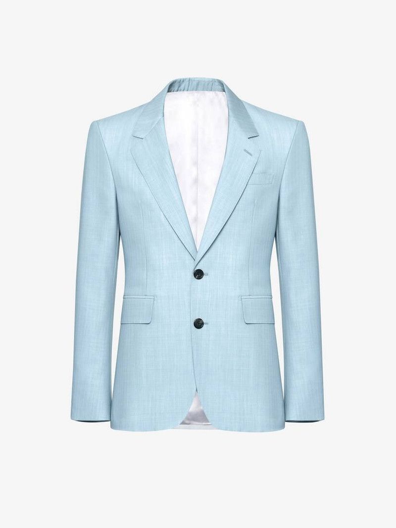 Alexander McQueen o1srvl11e0226 Neat Shoulder Single-Breasted Jacket Pale Blue Size US S / EU 44-46 / 1 - 1 Thumbnail
