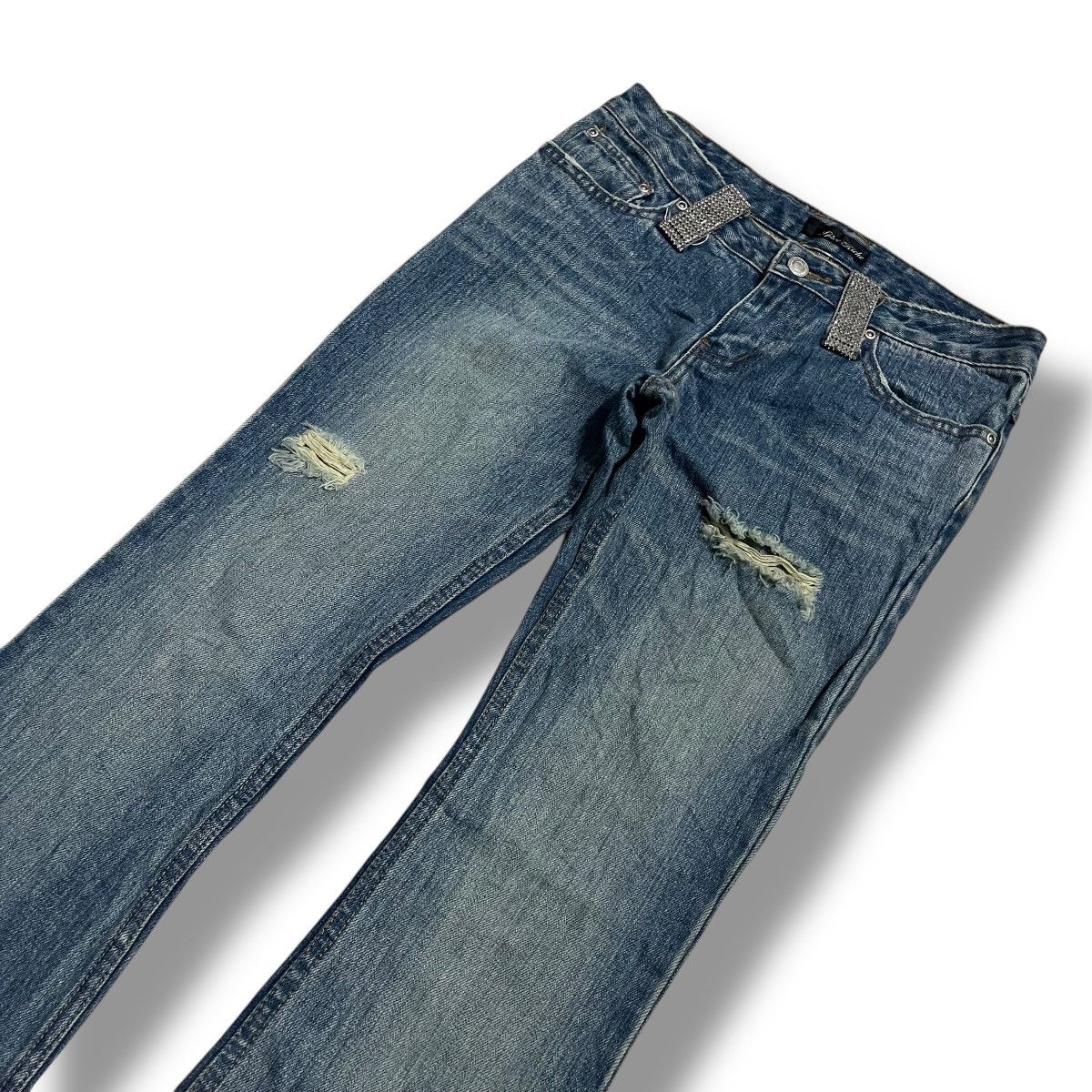 If Six Was Nine × Japanese Brand × Le Grande Bleu (L.G.B.) FLARE🔥 SPICE RICHE WASHED BLUE DENIM PANT Size 29" - 6 Thumbnail