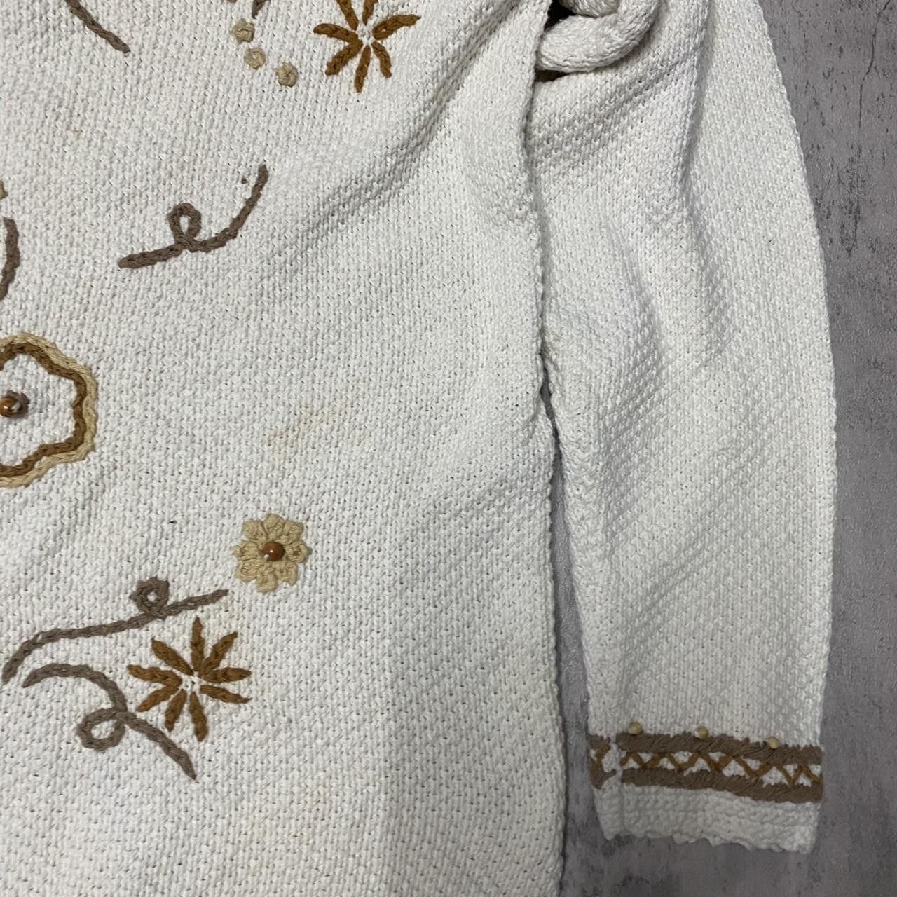 Other White and brown embroidered sweater with lace detailing Size US M / EU 48-50 / 2 - 3 Thumbnail