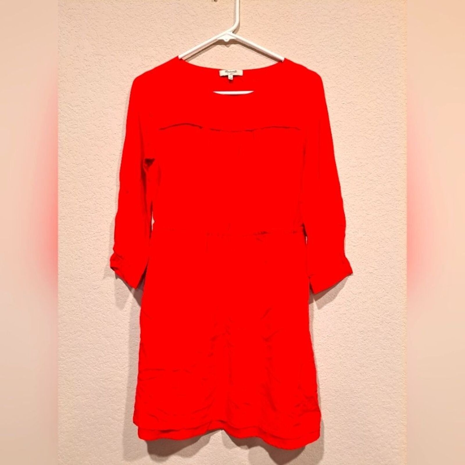 Madewell Madewell 100% Silk Long Sleeve Mini Dress Brite Coral Pink 2 Size XS / US 0-2 / IT 36-38 - 1 Thumbnail