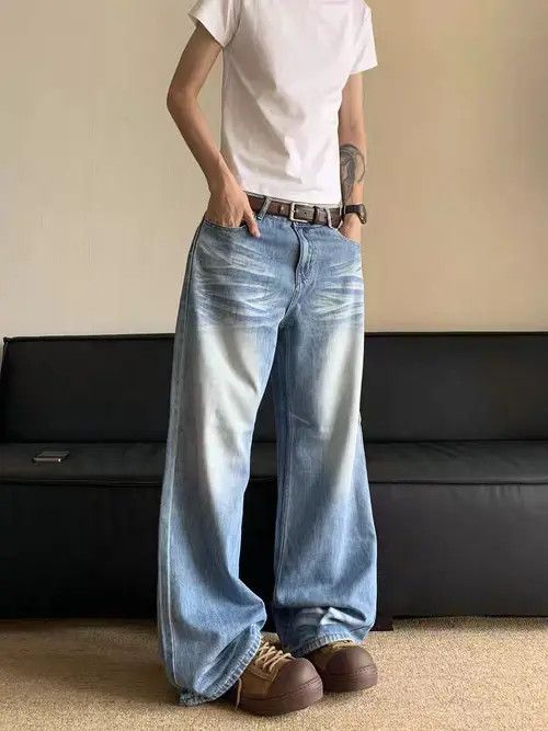 VIBE Vintage street wash baggy wide leg jeans Size US 30 / EU 46 - 7 Thumbnail