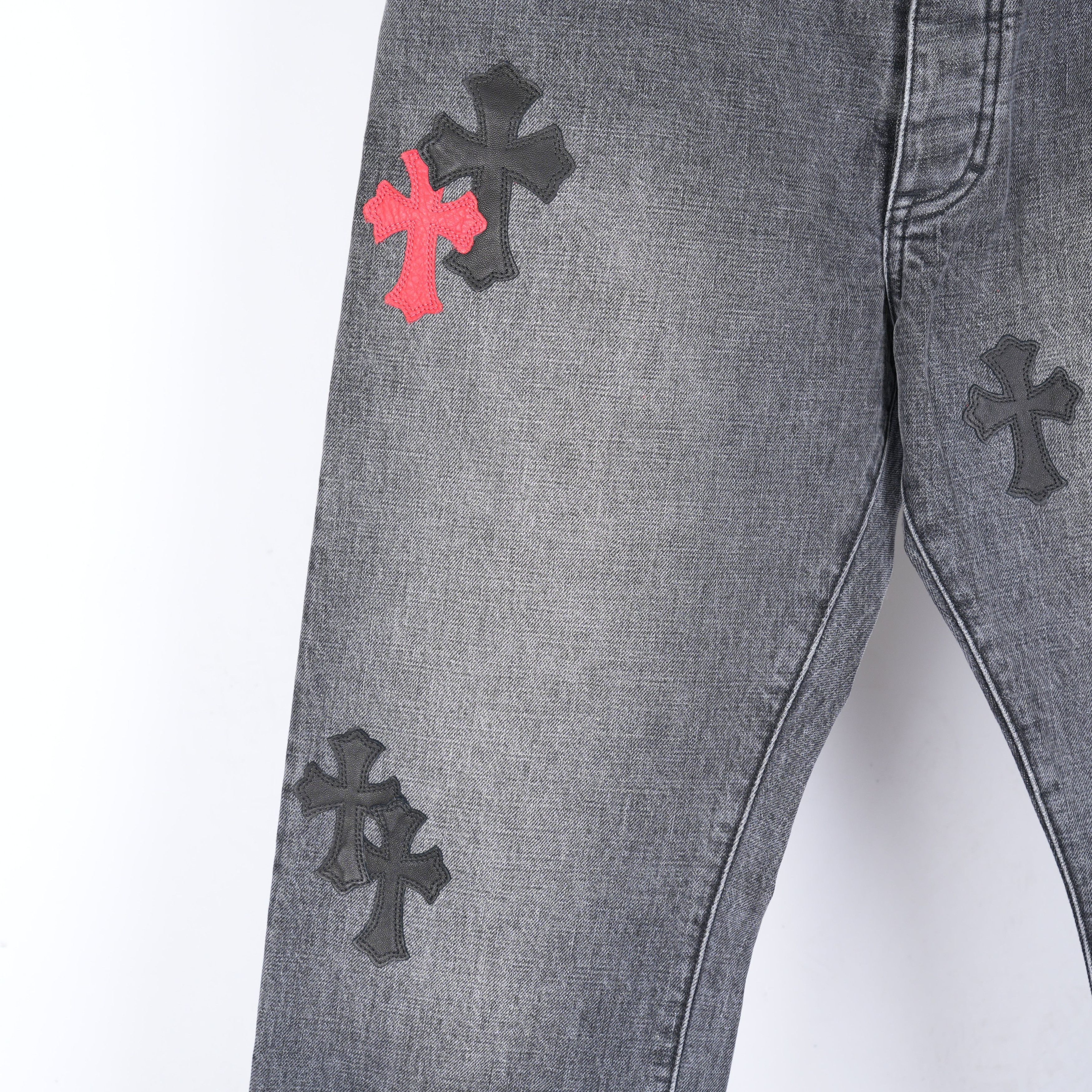 Chrome Hearts CHROME HEARTS DRAKE CLB RED/BLACK PATCH DENIM Size US 34 / EU 50 - 3 Thumbnail