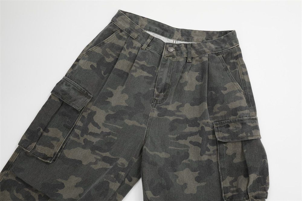 Japanese Brand American street washed distressed camouflage cargo trousers Size US 32 / EU 48 - 3 Thumbnail
