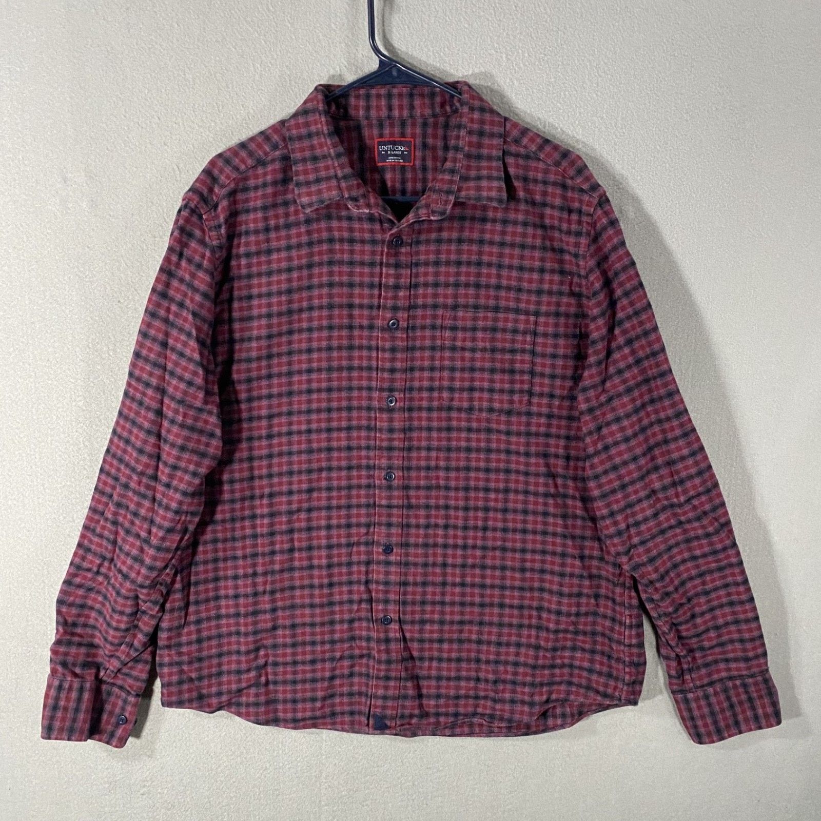 UNTUCKit Untuckit Plaid Flannel Button Up Long Sleeve Shirt Purple XL Size US XL / EU 56 / 4 - 1 Thumbnail