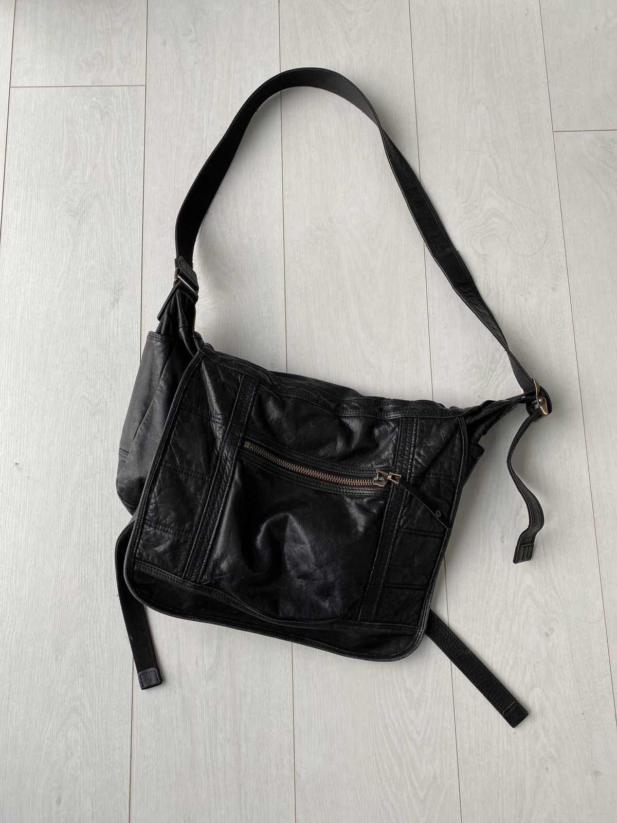 image of Archival Clothing x Masterpiece Leather Shoulder/crossbody Bag in Black, Men's