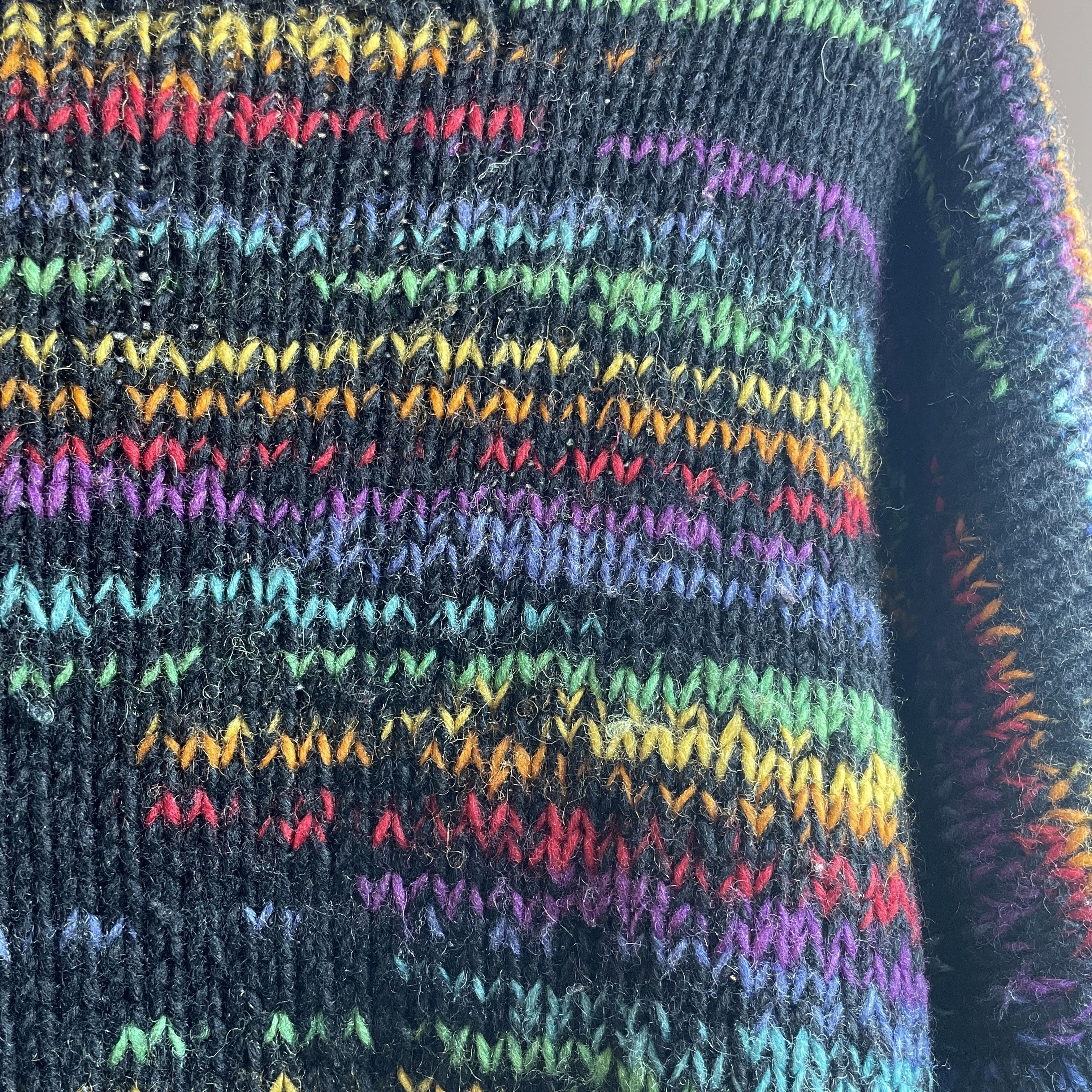 Handmade Vintage 90's Heavy Knit Handmade In Nepal Coloured Sweater Size US L / EU 52-54 / 3 - 6 Thumbnail