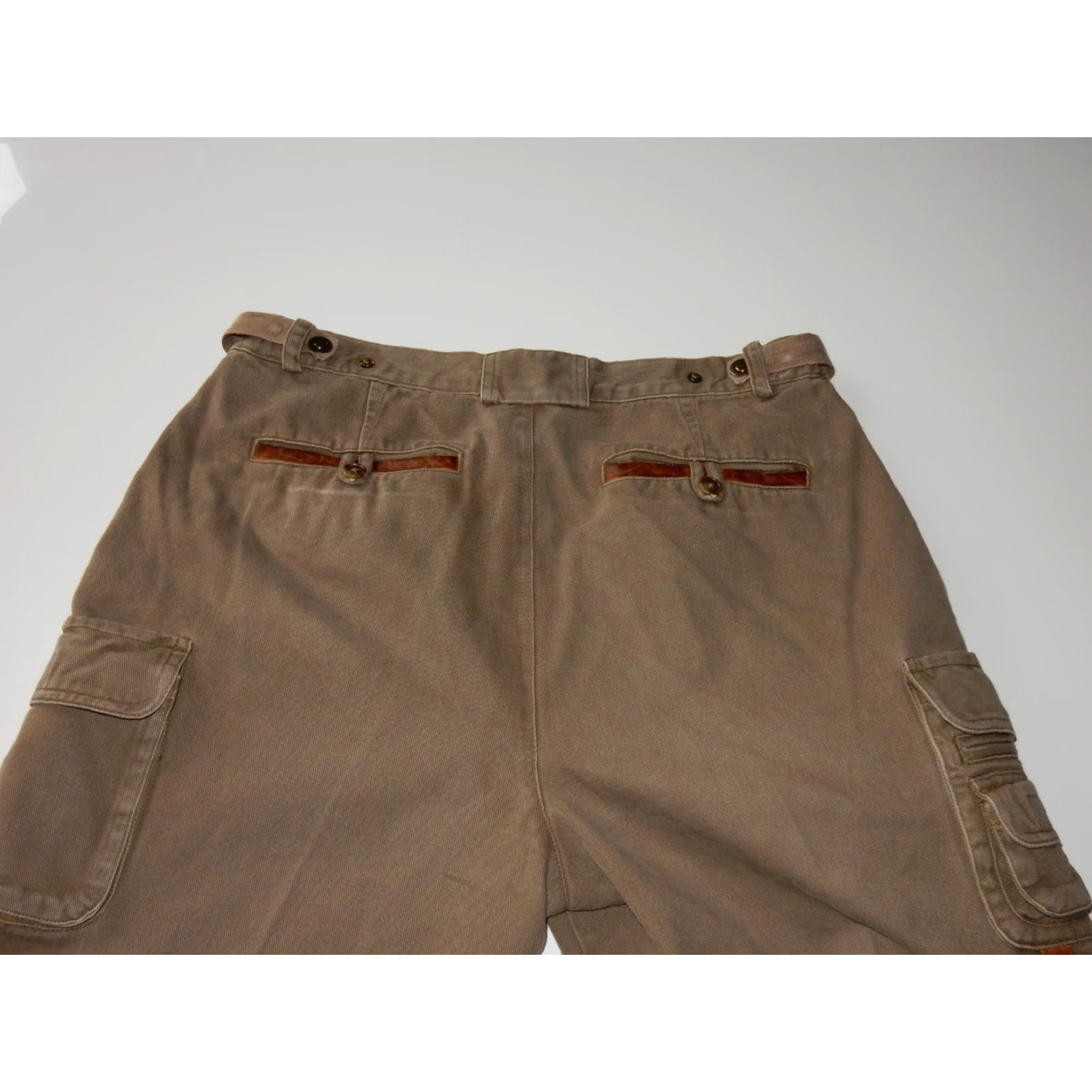 Orvis VINTAGE Orvis Men's Cargo Pants Chino Green Size 36x25 Leather Trim Size US 36 / EU 52 - 2 Thumbnail