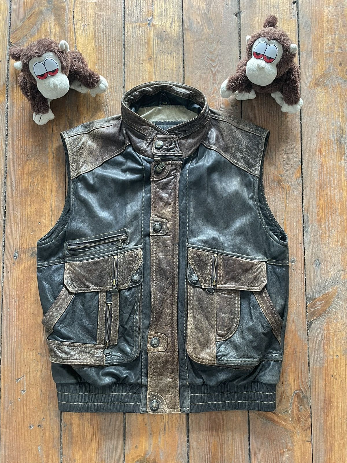 Hysteric glamour leather vintage rare globe trotter leather vest