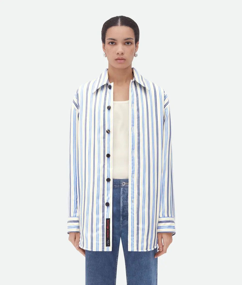 Bottega Veneta o1n1vont1225 Striped Silk Padded Shirt Jacket in Multicolor Size XXS / US 00 / IT 34 - 1 Thumbnail