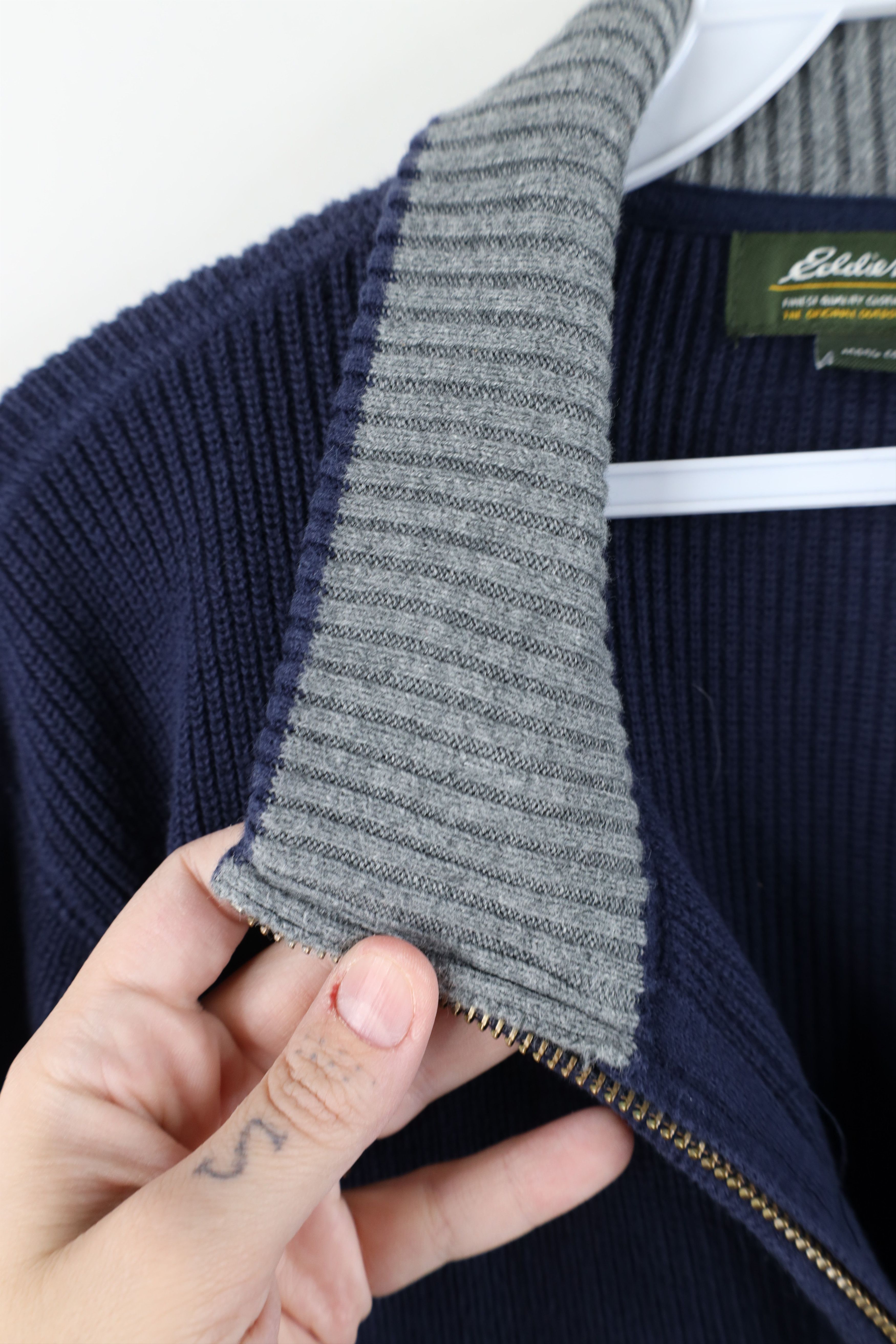 Eddie Bauer Vintage Eddie Bauer Cotton Ribbed Knit Half Zip Sweater Size US L / EU 52-54 / 3 - 5 Thumbnail