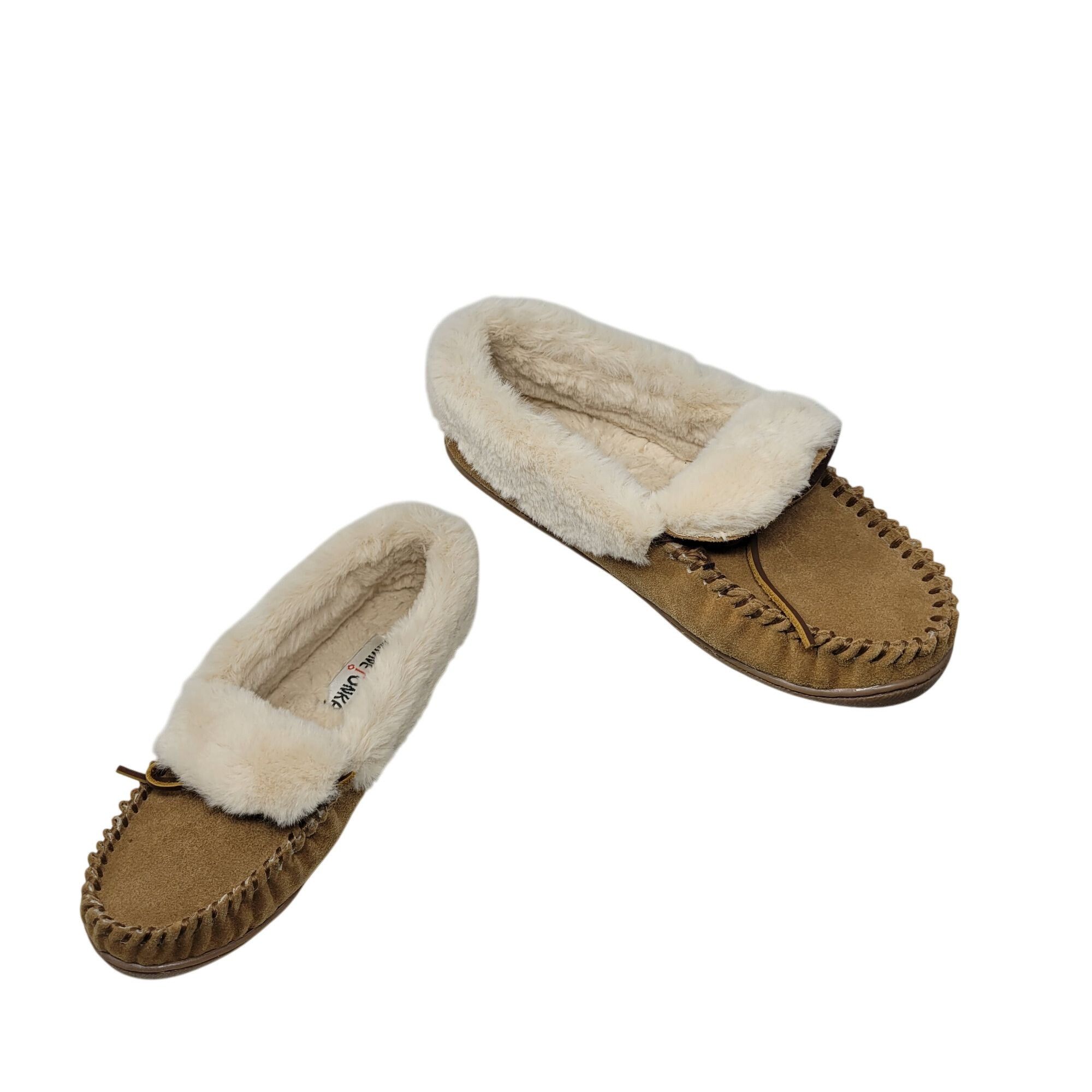 Minnetonka Minnetonka Womens Tan Suede Moccasin Slippers Sherpa Faux F Size US 9 / IT 39 - 10 Thumbnail