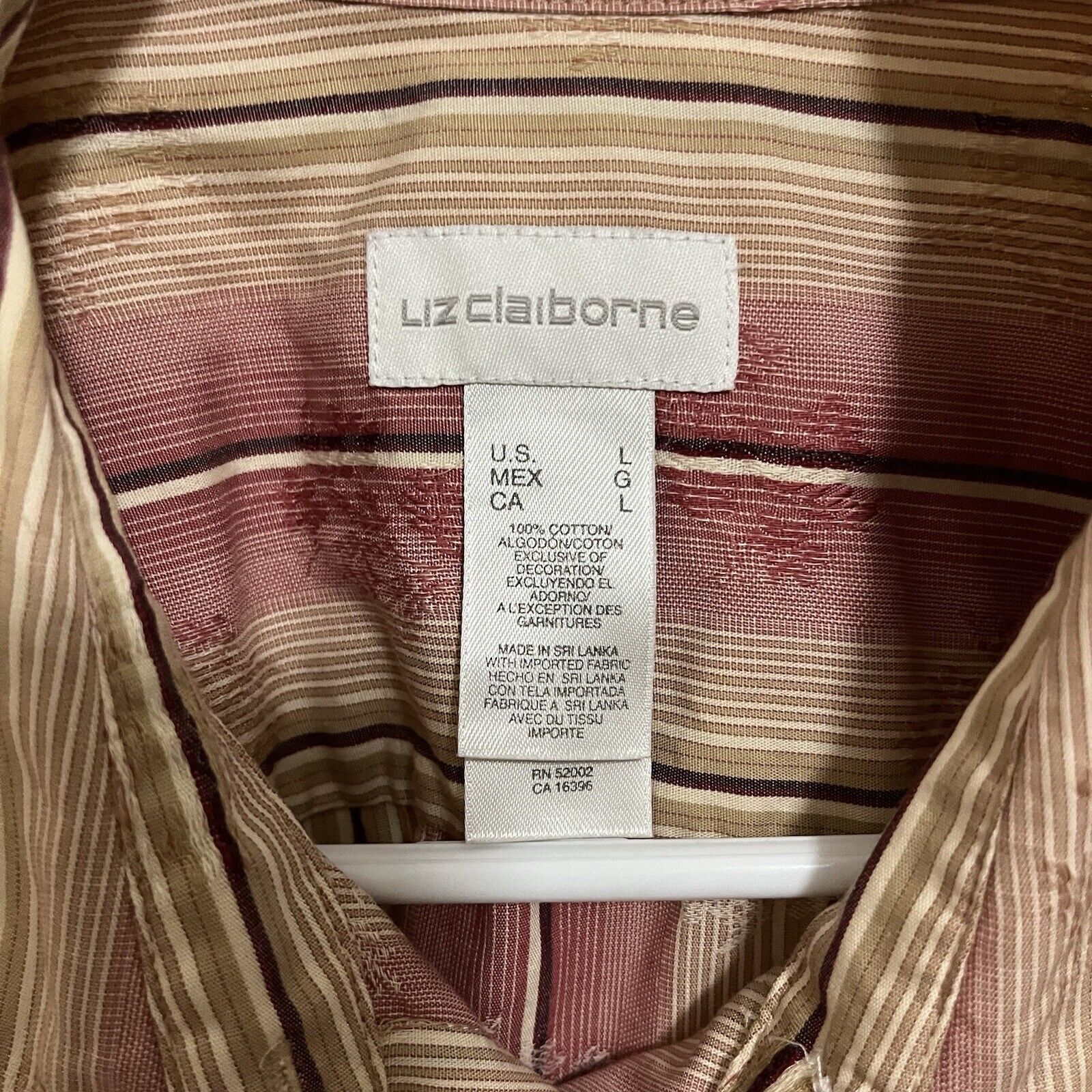 Vintage Liz Claiborne | Vintage Y2K Striped Floral Lace Button Top Size L / US 10 / IT 46 - 5 Thumbnail