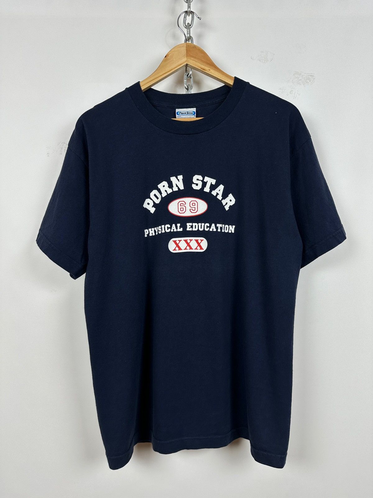 Vintage Pornstar 69 Physical Education XXX Navy Blue T-Shirt