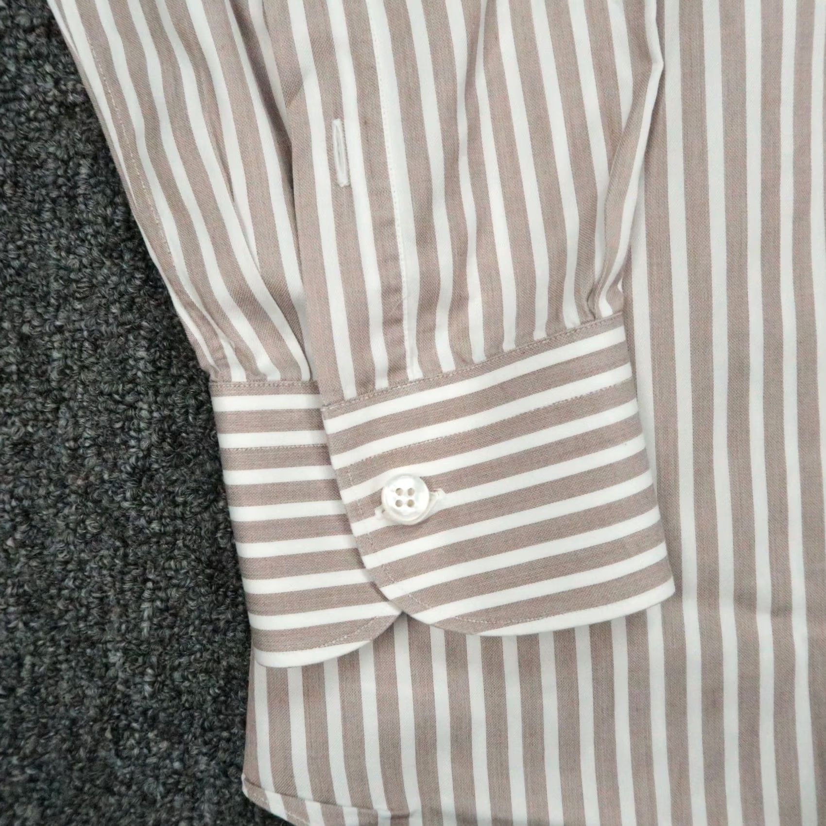 Brioni Brioni Shirt Men XL 17.5 Brown White Striped Long Sleeve Button Up Dress Shirt Vintage: No Size US XL / EU 56 / 4 - 5 Thumbnail