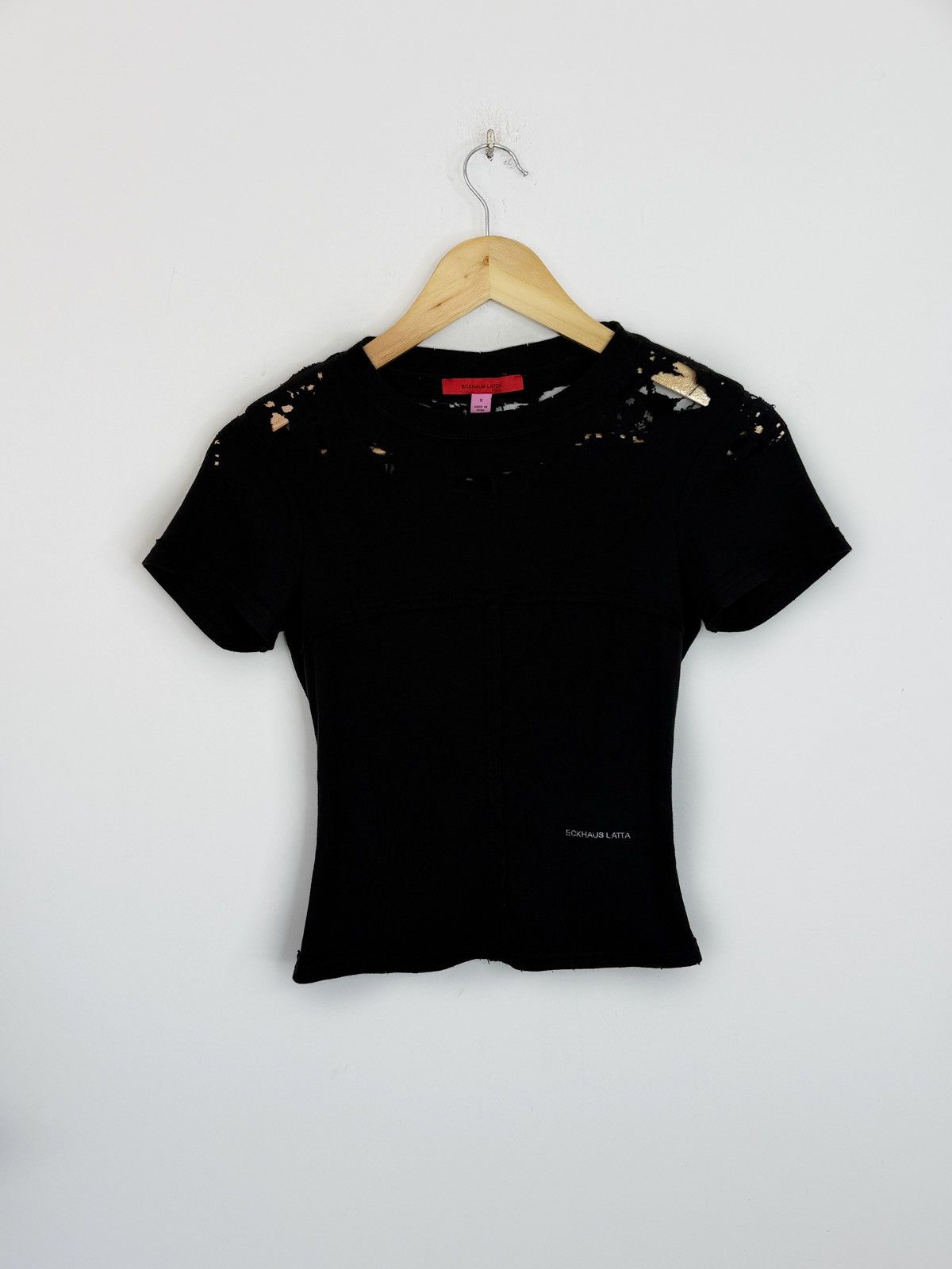 Eckhaus Latta Eckhaus Latta Black Distressed Lapped Baby T-Shirt Size S / US 4 / IT 40 - 4 Thumbnail