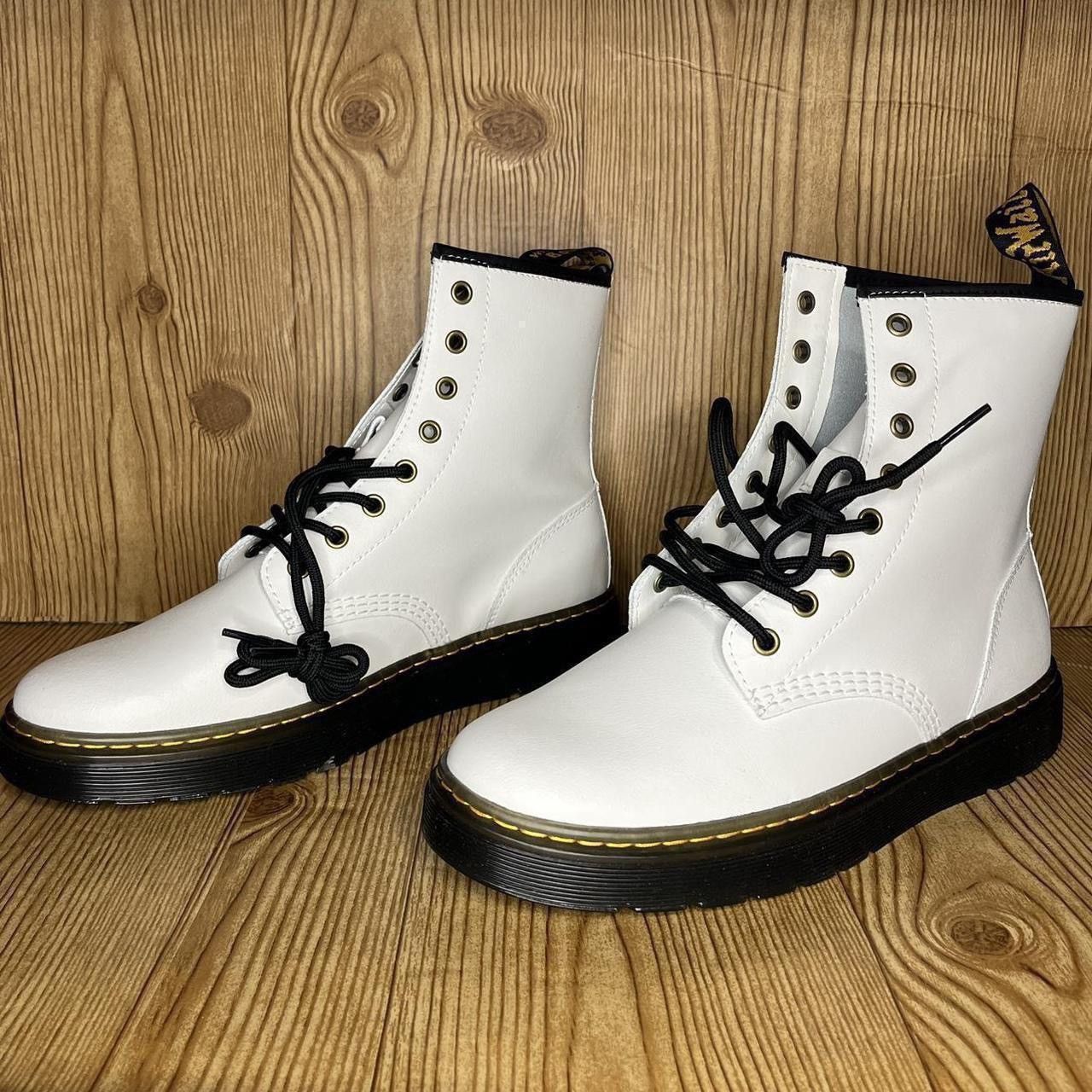 Dr. Martens Dr. Martens Zavala combat lace up white leather ankle boots Size US 10 / EU 43 - 1 Thumbnail