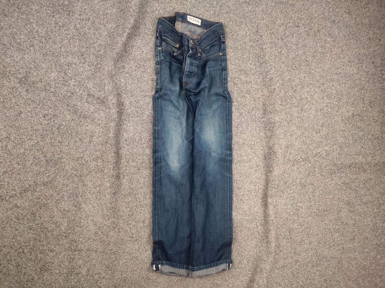 Gustin Selvedge Raw Blue Faded denim Slim Fit Jeans
