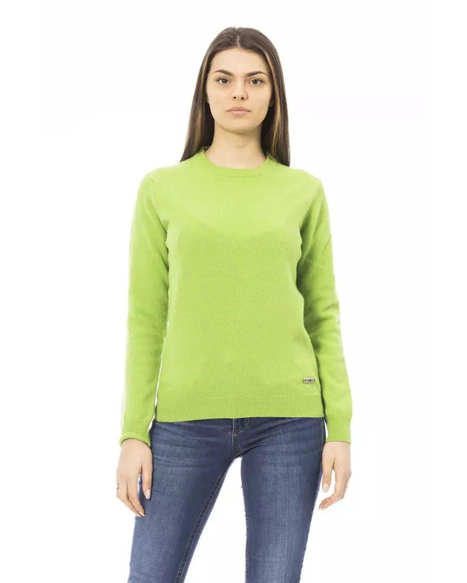 image of Baldinini Wool Crewneck Sweater in Green, Women's (Size Small)