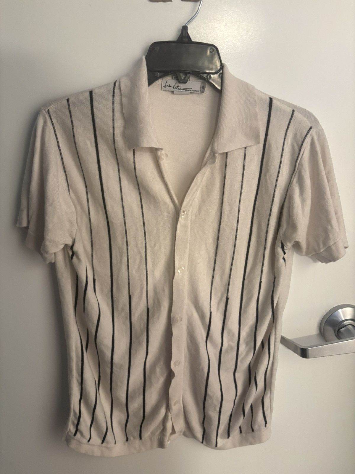 Other Andre Peter White Blue Striped Knit Button-Up Shirt Size S Size US S / EU 44-46 / 1 - 4 Thumbnail