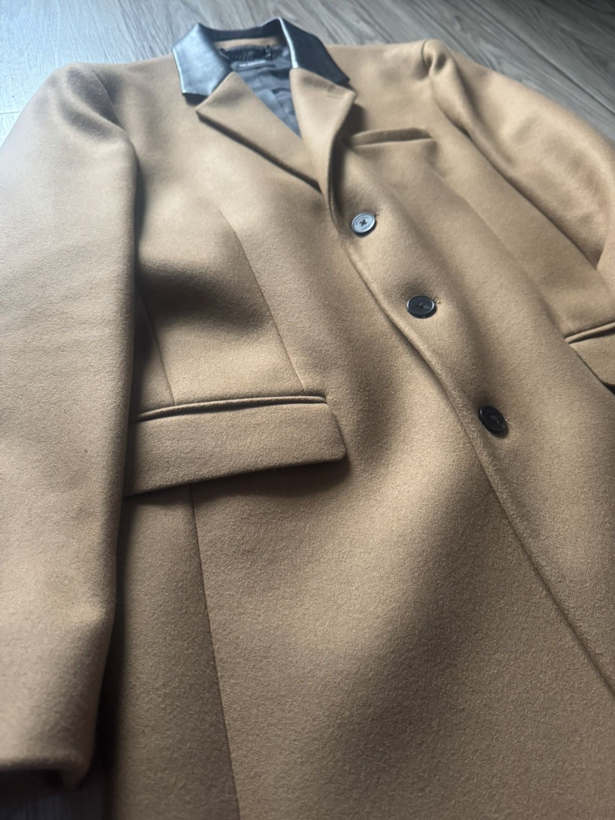 The Kooples THE KOOPLES Leather Collar Camel Wool Coat Size US L / EU 52-54 / 3 - 2 Thumbnail