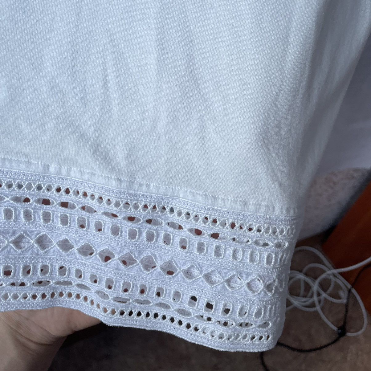 Loro Piana Loro Piana Lace Detail Silk Collar T-Shirt Size L / US 10 / IT 46 - 20 Thumbnail