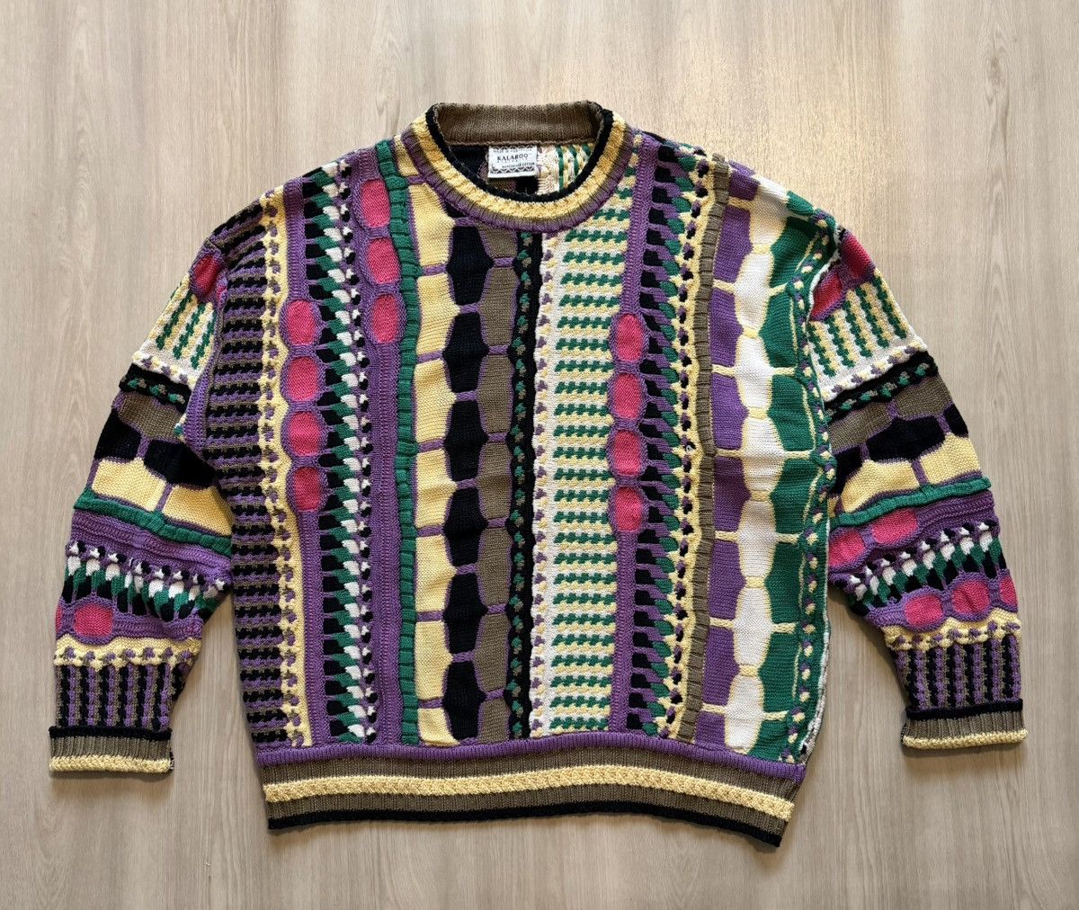 Vintage Vtg Kalaroo Sweater 3D Knit Coogi Wool Purple Pink Sz L Size US L / EU 52-54 / 3 - 1 Thumbnail