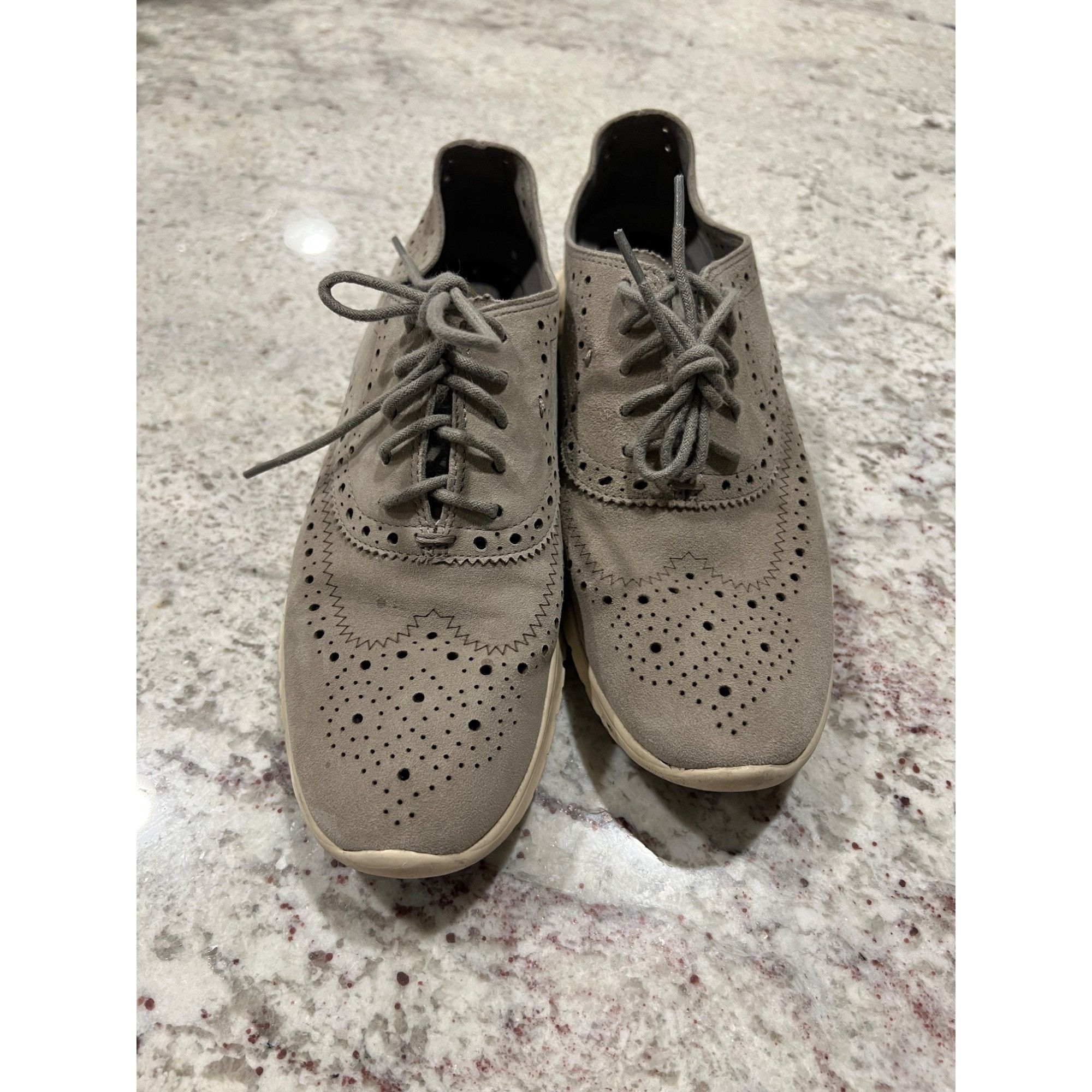 Cole Haan Cole Haan Womens ZeroGrand Wingtip Brogue Oxford Gray Suede Size US 7.5 / IT 37.5 - 2 Thumbnail