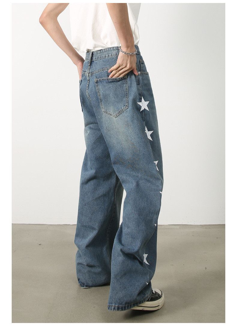 Japanese Brand × Jean Men's retro star print loose straight casual jeans Size US 32 / EU 48 - 5 Thumbnail