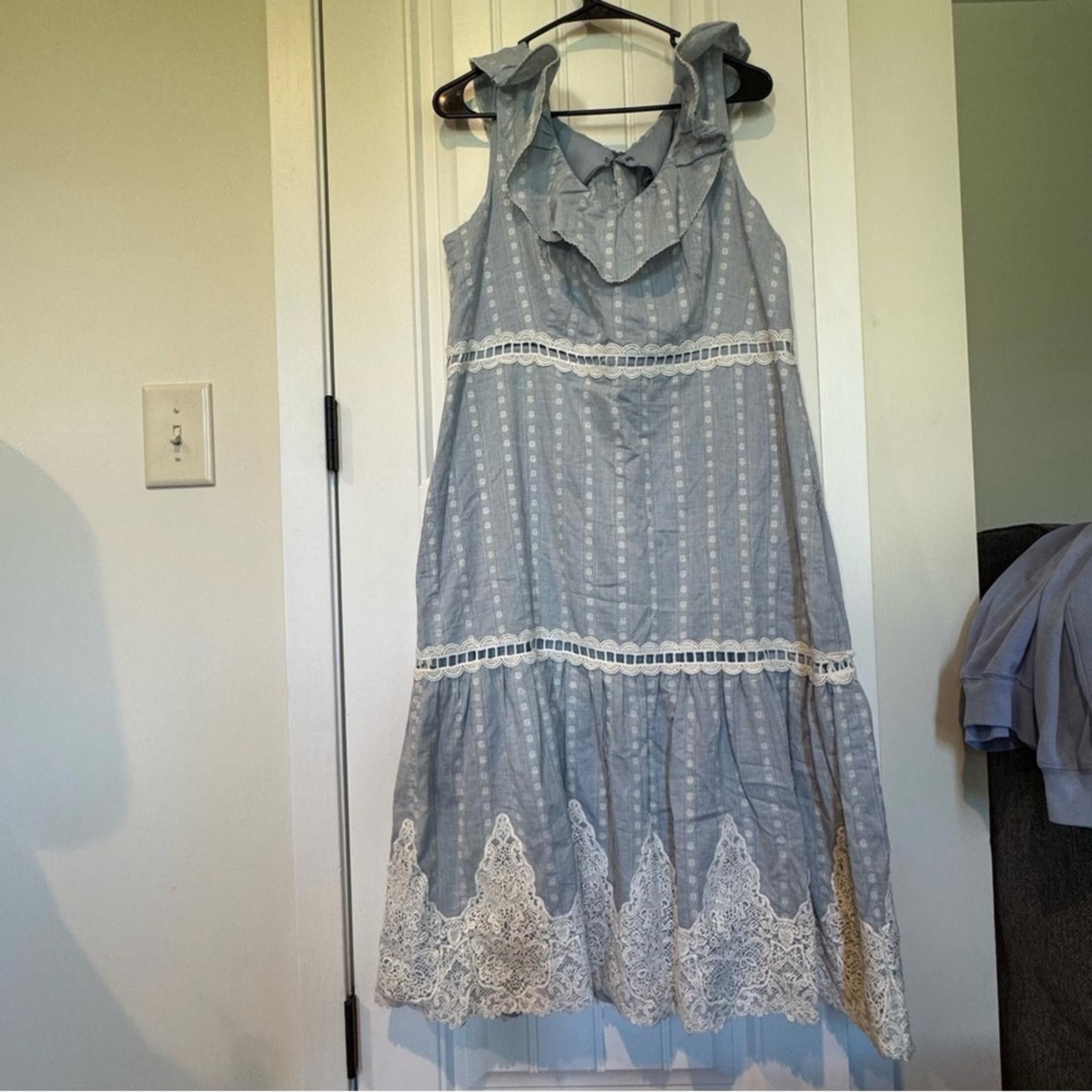 Other Jax Sky Blue Dress with White Lace*Flaw* Size XXL / US 16-18 / IT 52-54 - 1 Thumbnail