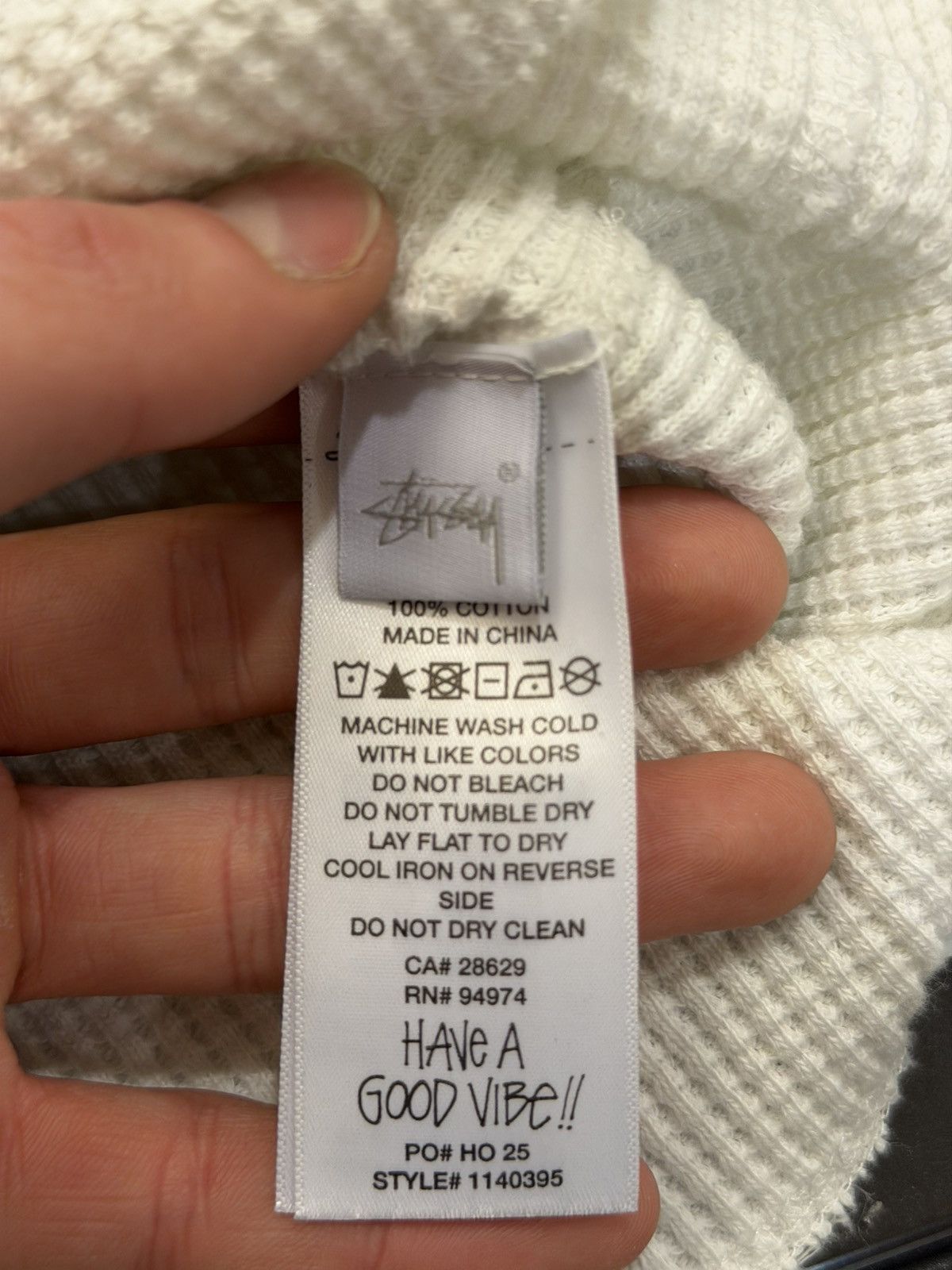 Stussy Stussy Raglan Thermal Waffle LS Shirt - White Size US M / EU 48-50 / 2 - 5 Thumbnail