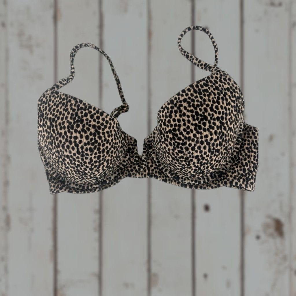 Vintage Shade & Shore Bikini Top Womens 34C Pink Push Up Spaghetti Strap Animal Print Beach Wear Size XXS / US 00 / IT 34 - 1 Thumbnail