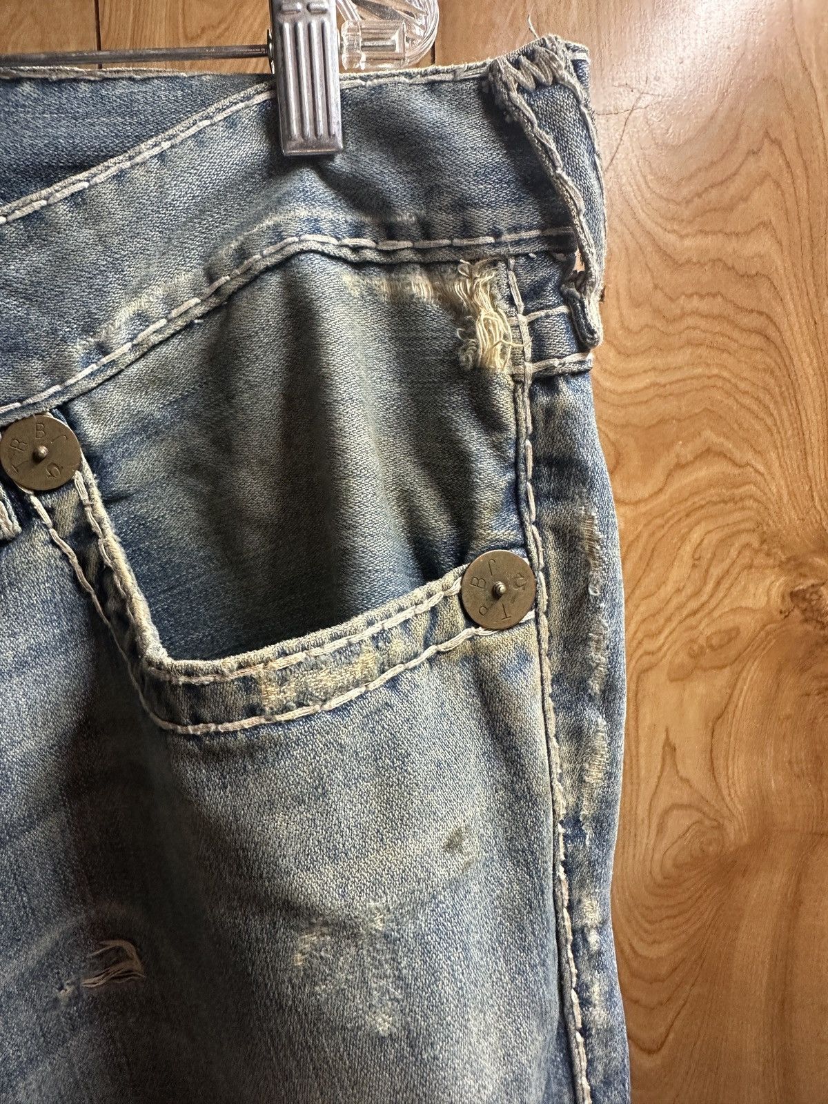 True Religion × Vintage True Religion Distressed Flared Jeans Size US 38 / EU 54 - 10 Thumbnail