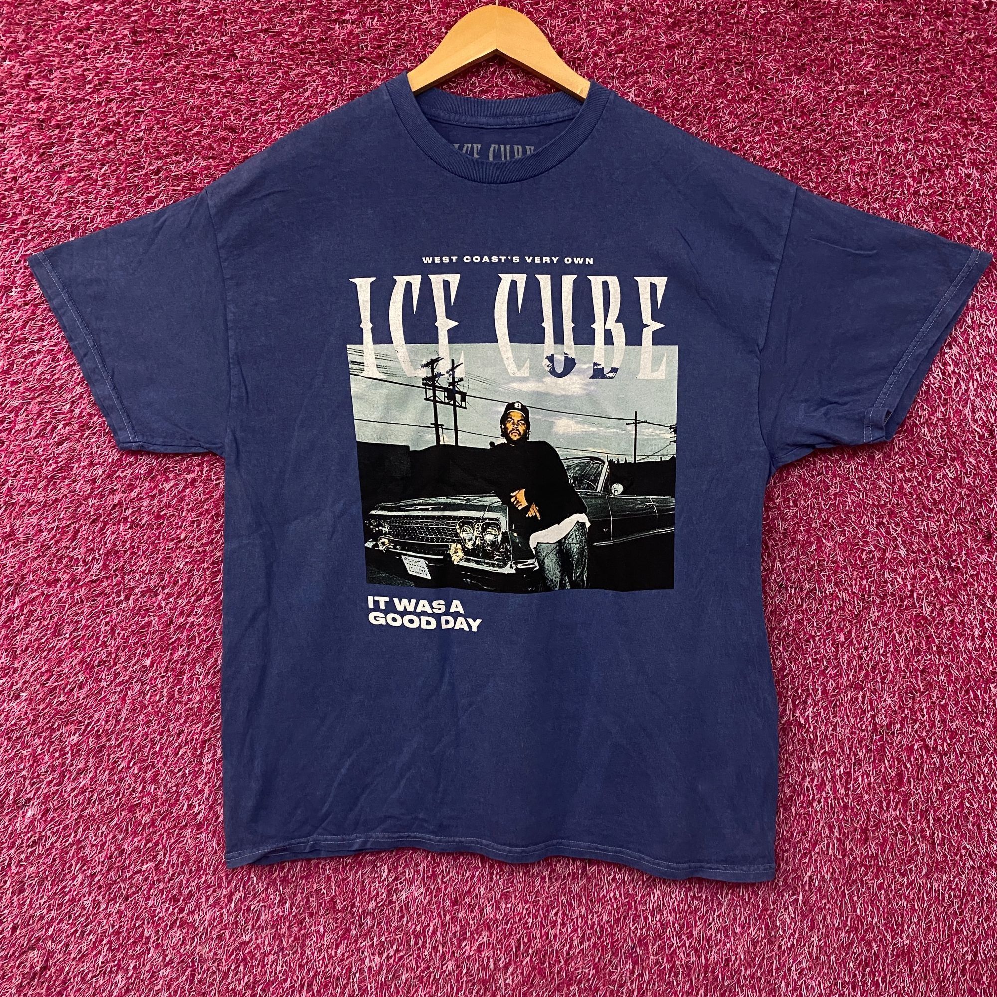 Rap Tees Ice Cube West Coast Good Day Portrait Acid Wash Blue Graphic Size US XL / EU 56 / 4 - 1 Thumbnail