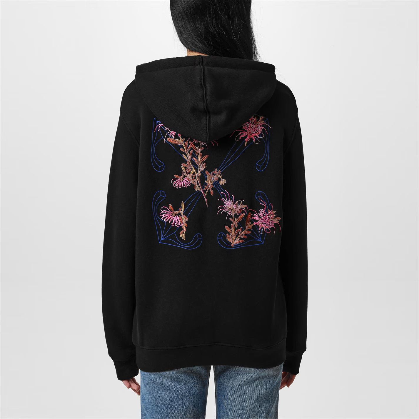 Off-White o1g2r1mq1224 Embroidered Hoodie in Black Size M / US 6-8 / IT 42-44 - 5 Thumbnail