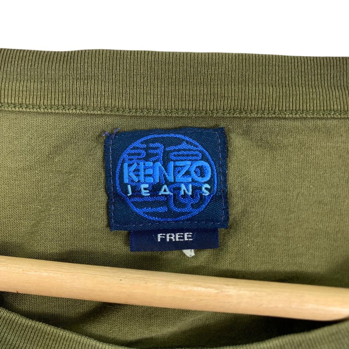 Kenzo × Vintage Vintage KENZO JEANS Olive Green Tee Shirt Size US L / EU 52-54 / 3 - 7 Thumbnail