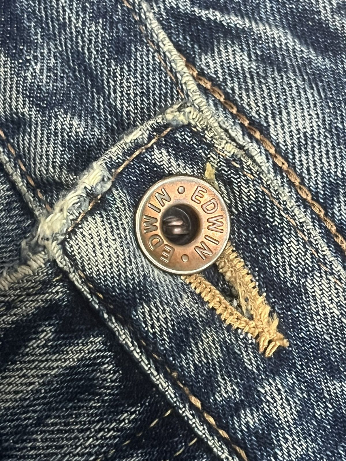 No Faith Studios Edwin 505XX Blue Faded Washed Distressed Selvedge Jeans Size US 29 - 5 Thumbnail