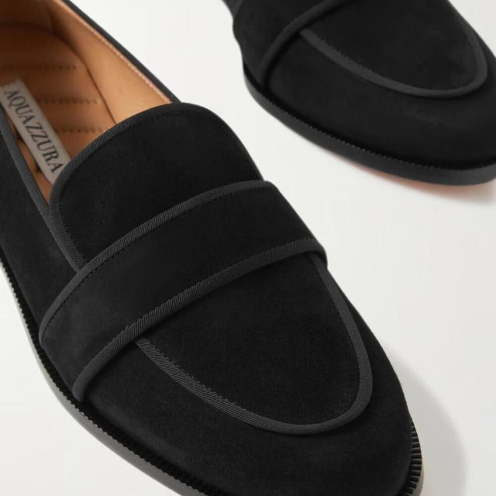Aquazzura NWT Aquazzura Martin grosgrain-trimmed suede loafers Size US 8 / IT 38 - 8 Thumbnail