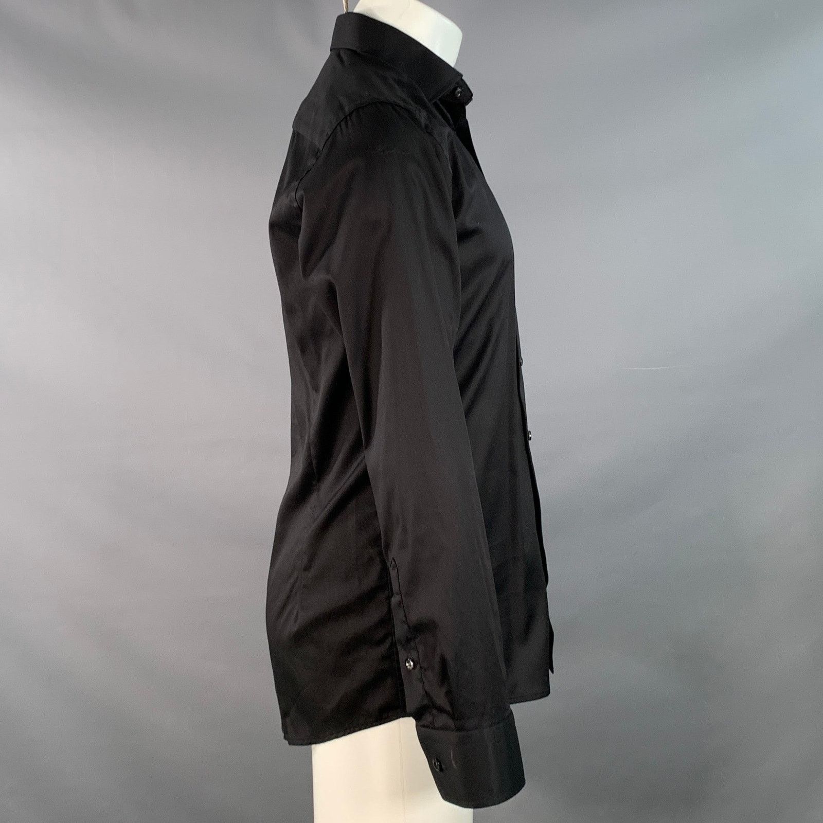 Eton ETON Black Cotton Twill Spread Collar Button Down Shirt Size US S / EU 44-46 / 1 - 2 Thumbnail
