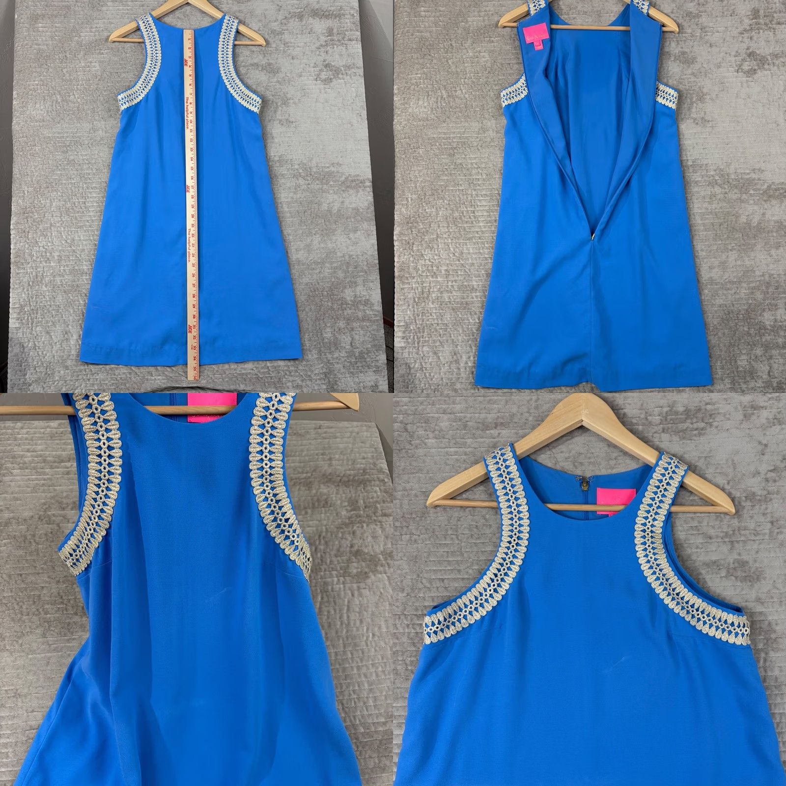 Lilly Pulitzer Lilly Pulitzer Blue Sleeveless Shift Dress Gold Soutache Trim Size 8 012744 Size M / US 6-8 / IT 42-44 - 8 Thumbnail