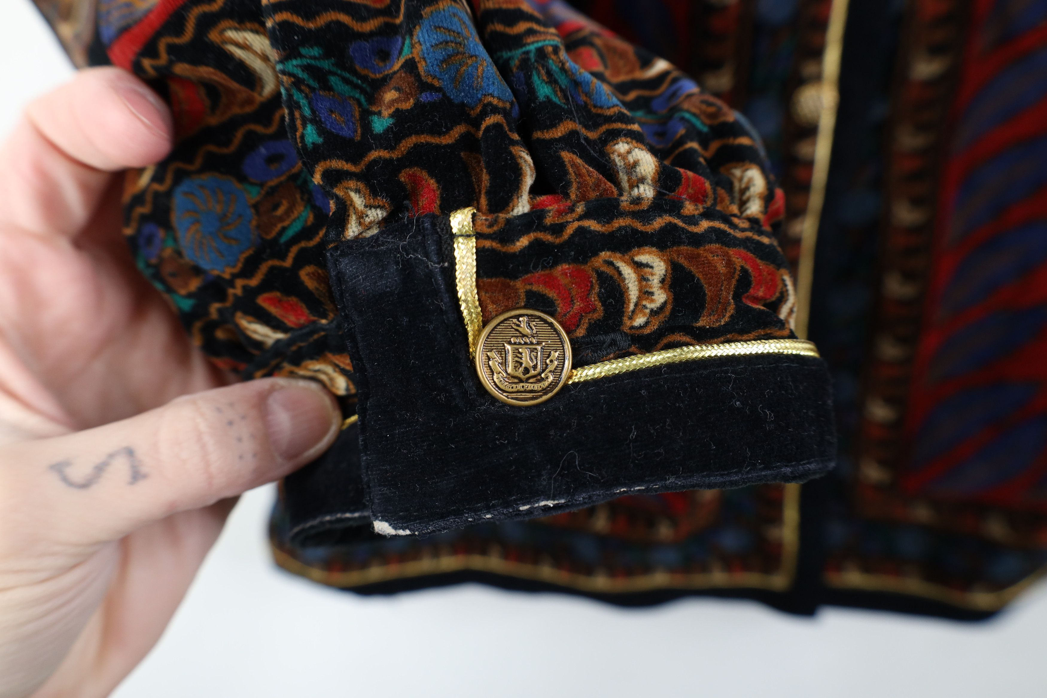Vintage 70s Streetwear Velour Paisley Flower Blazer Jacket