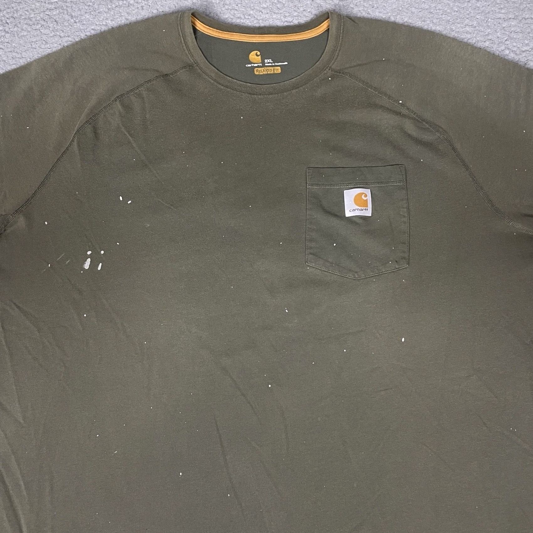Carhartt VINTAGE Carhartt Pocket T-Shirt Mens 2XL Green Distressed 90s Thrashed Painted Logo Short Sleeve Crew Neck Casual Shirt Size US XXL / EU 58 / 5 - 2 Thumbnail