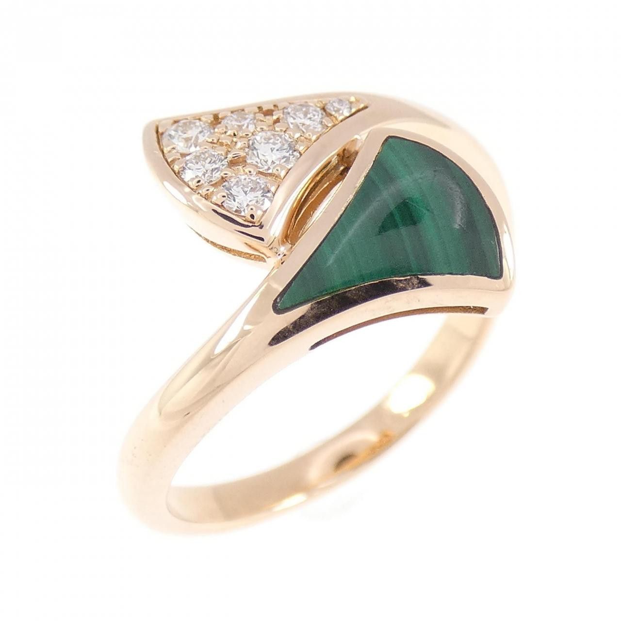 Bvlgari Bvlgari Bvlgari Diva Dream 750 Pink Gold Malachite Diamond Ring Size 8 Precious Metal Ring DUTY FREE for USA Size ONE SIZE - 1 Thumbnail