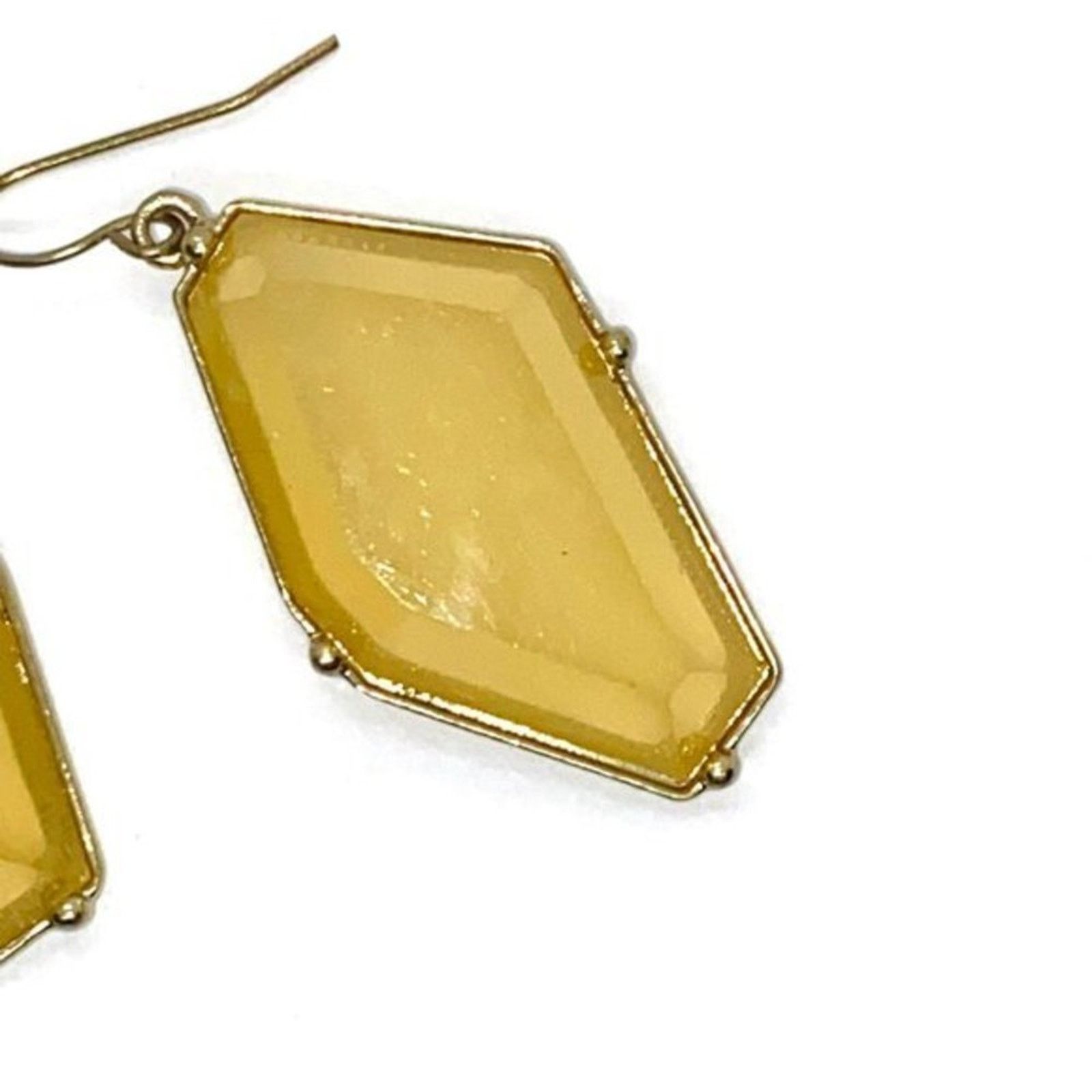 Handmade Yellow Stone Gold-Tone Hardware Dangle Earrings Size ONE SIZE - 3 Thumbnail