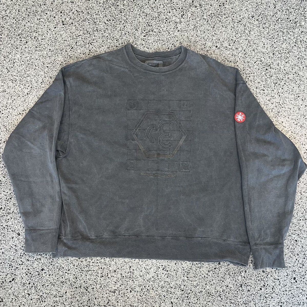 image of Cav Empt Overdye Grid Crew Neck in Grey, Men's (Size Large)