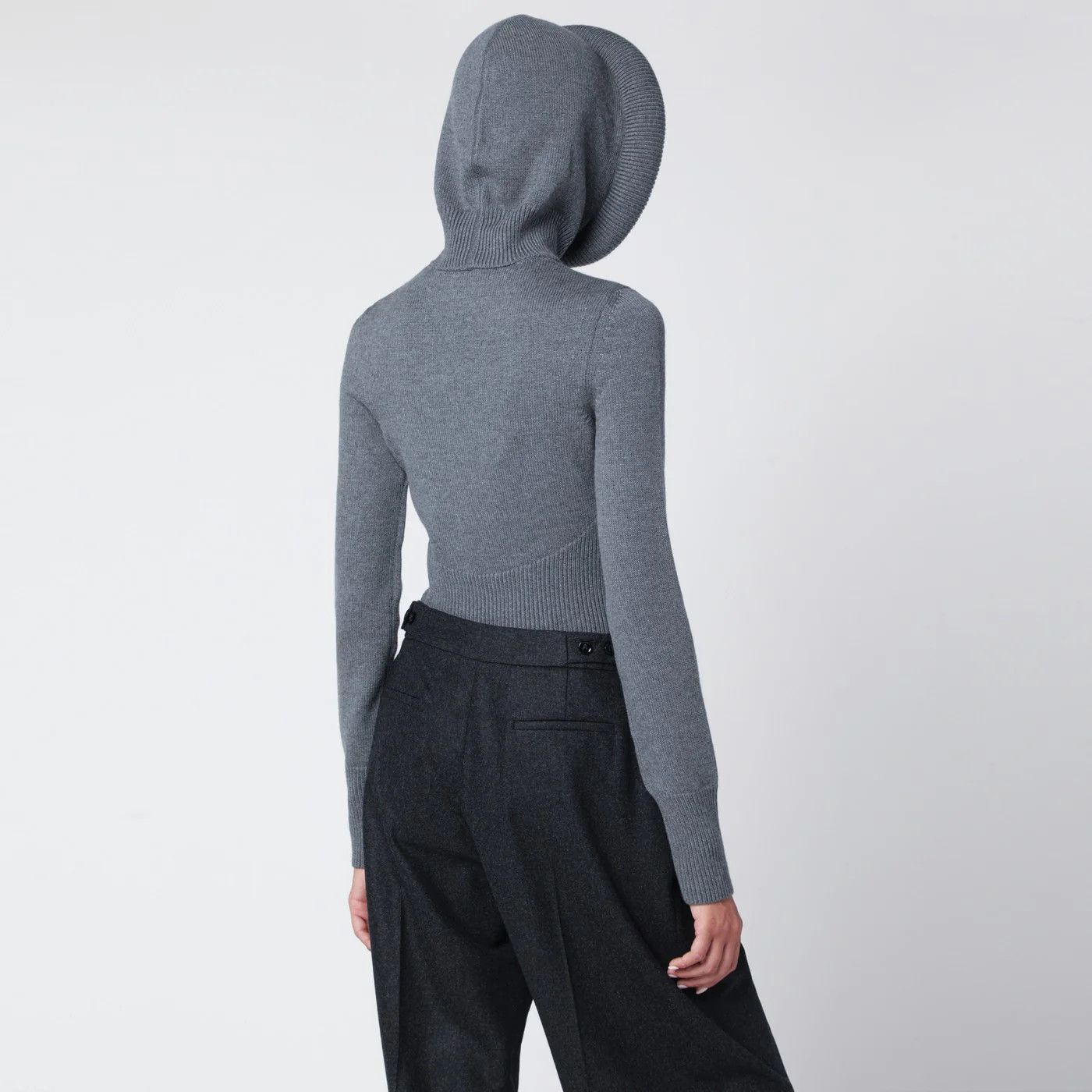 Alaia o1d2blof0426 Wool Hoodie in Gray Size XS / US 0-2 / IT 36-38 - 3 Thumbnail